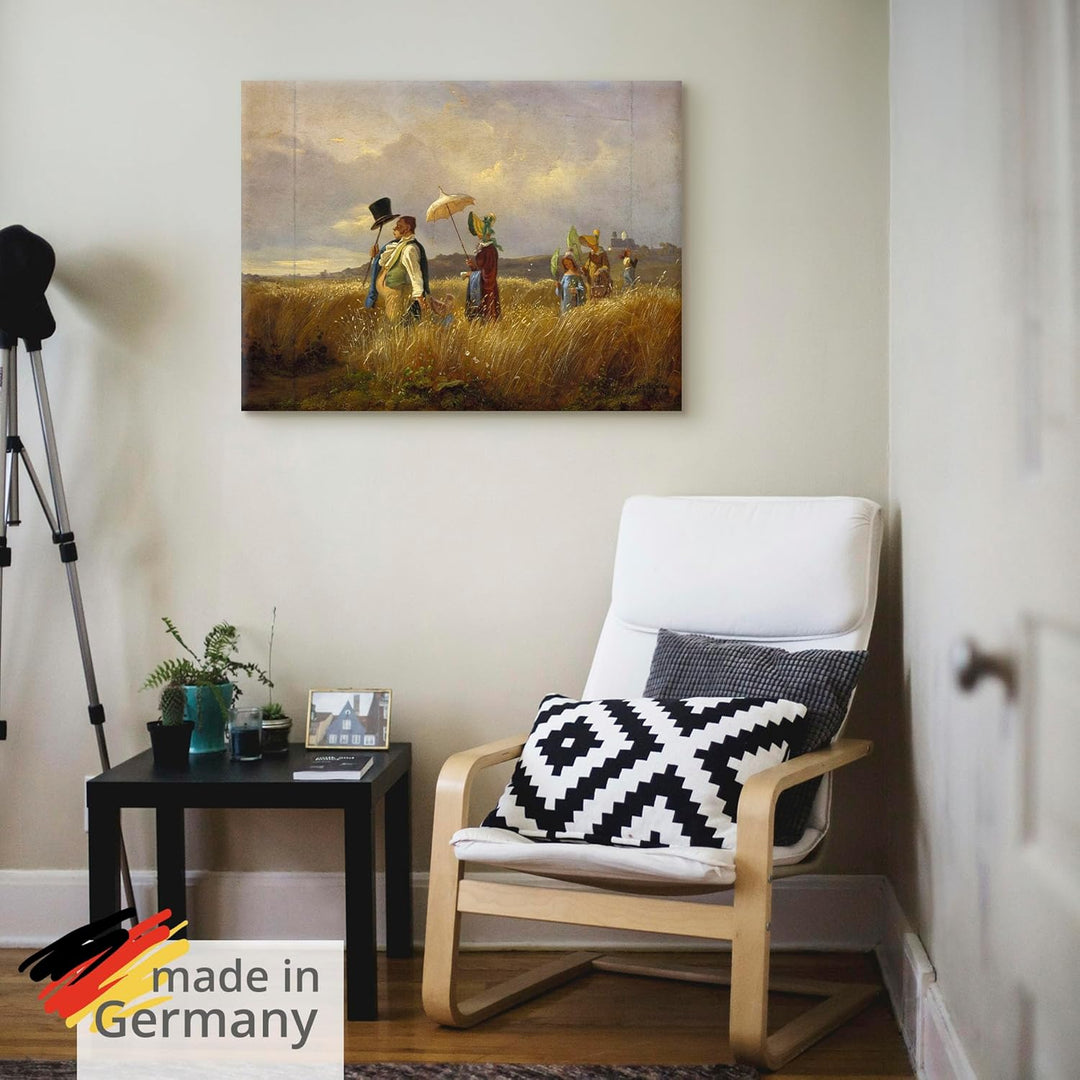 ARTland Leinwandbilder Wandbild Bild auf Leinwand 80x60 cm Wanddeko Natur Gräser Wolken Familie Vint