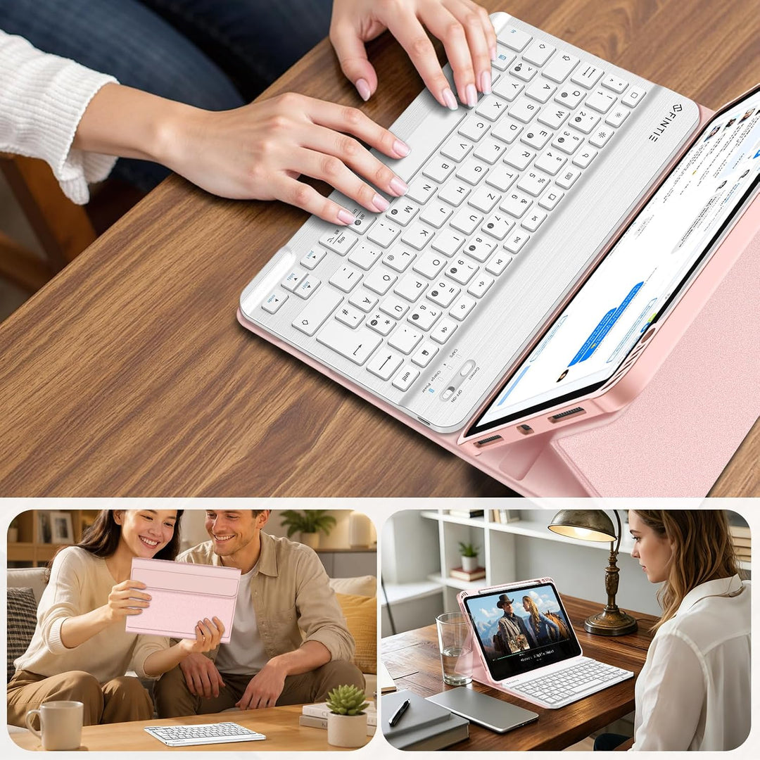 Fintie Tastatur Hülle für iPad Air 5 2022 / iPad Air 4 2020 10.9 Zoll, Soft TPU Rückseite Gehäuse Sc