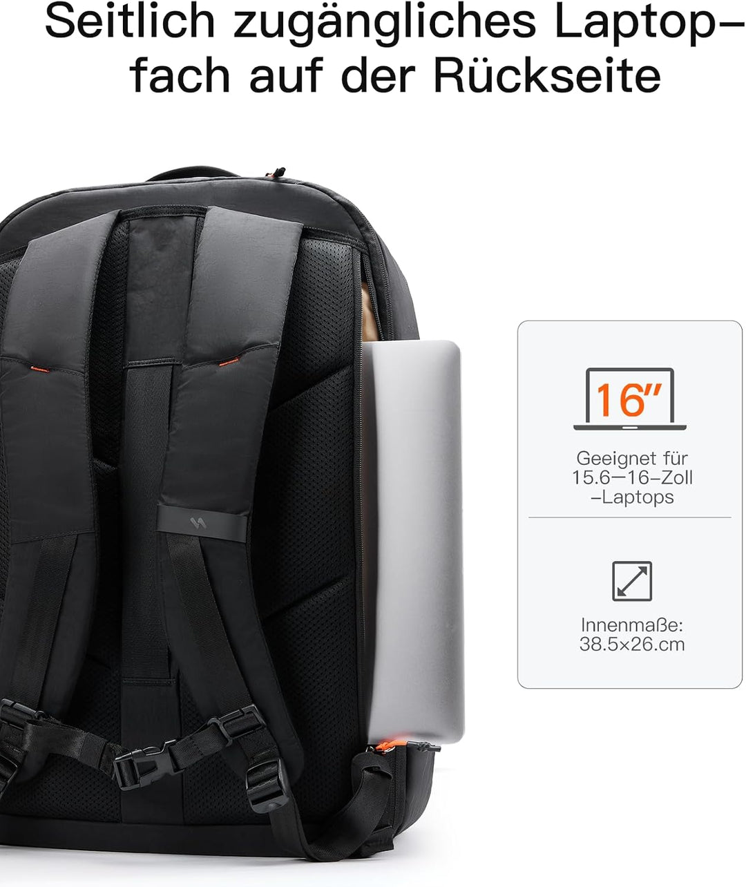 Inateck Leichter Reiserucksack 38.5-46L, Erweiterbarer Handgepäck Rucksack | Spritzwassergeschützt T