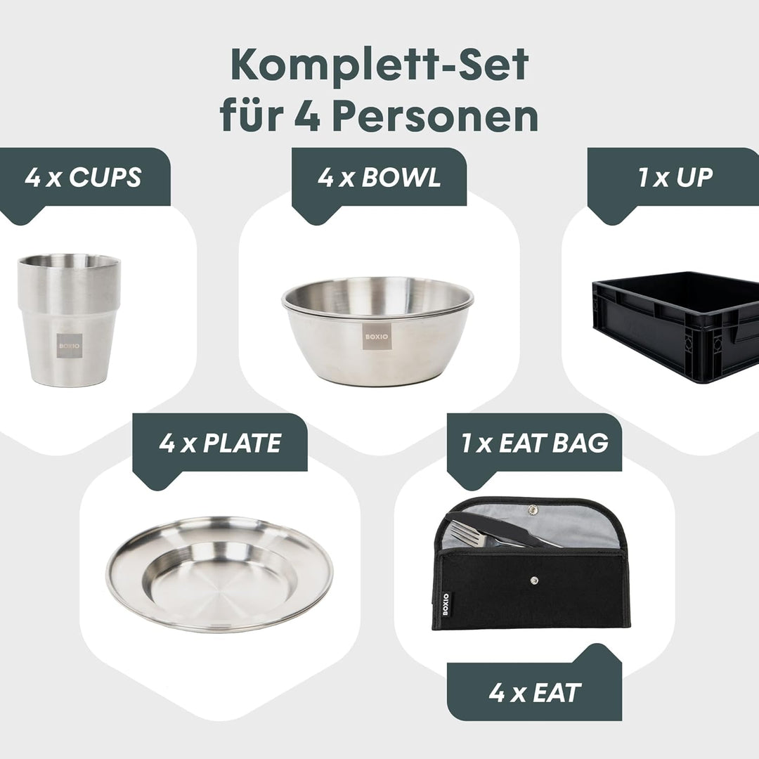 BOXIO - CookUp: Ergänzung Komplettset 28-teilig für Camping Küche 40x30x12 - Perfektes Zubehör für d