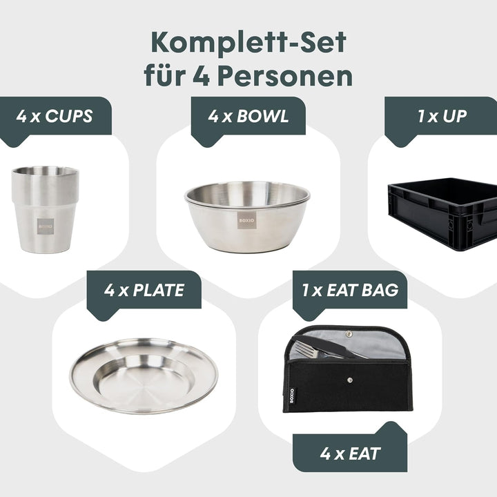 BOXIO - CookUp: Ergänzung Komplettset 28-teilig für Camping Küche 40x30x12 - Perfektes Zubehör für d
