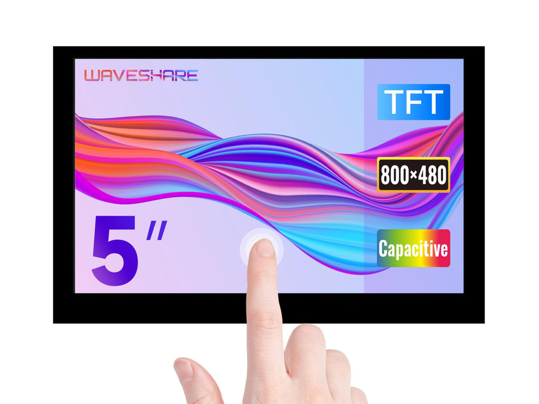 Waveshare 5inch Capacitive 5-Points Touch Display Compatible with Raspberry Pi, Support 800×480 Reso