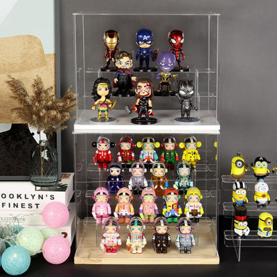 Nynelly Funko Pop Vitrine, 3 Ebenen, Acryl, transparent, Funko Pop Präsentationsbox, Anti-Schmutzvit
