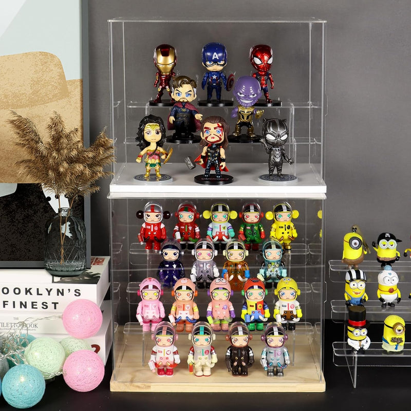 Nynelly Funko Pop Vitrine, 3 Ebenen, Acryl, transparent, Funko Pop Präsentationsbox, Anti-Schmutzvit