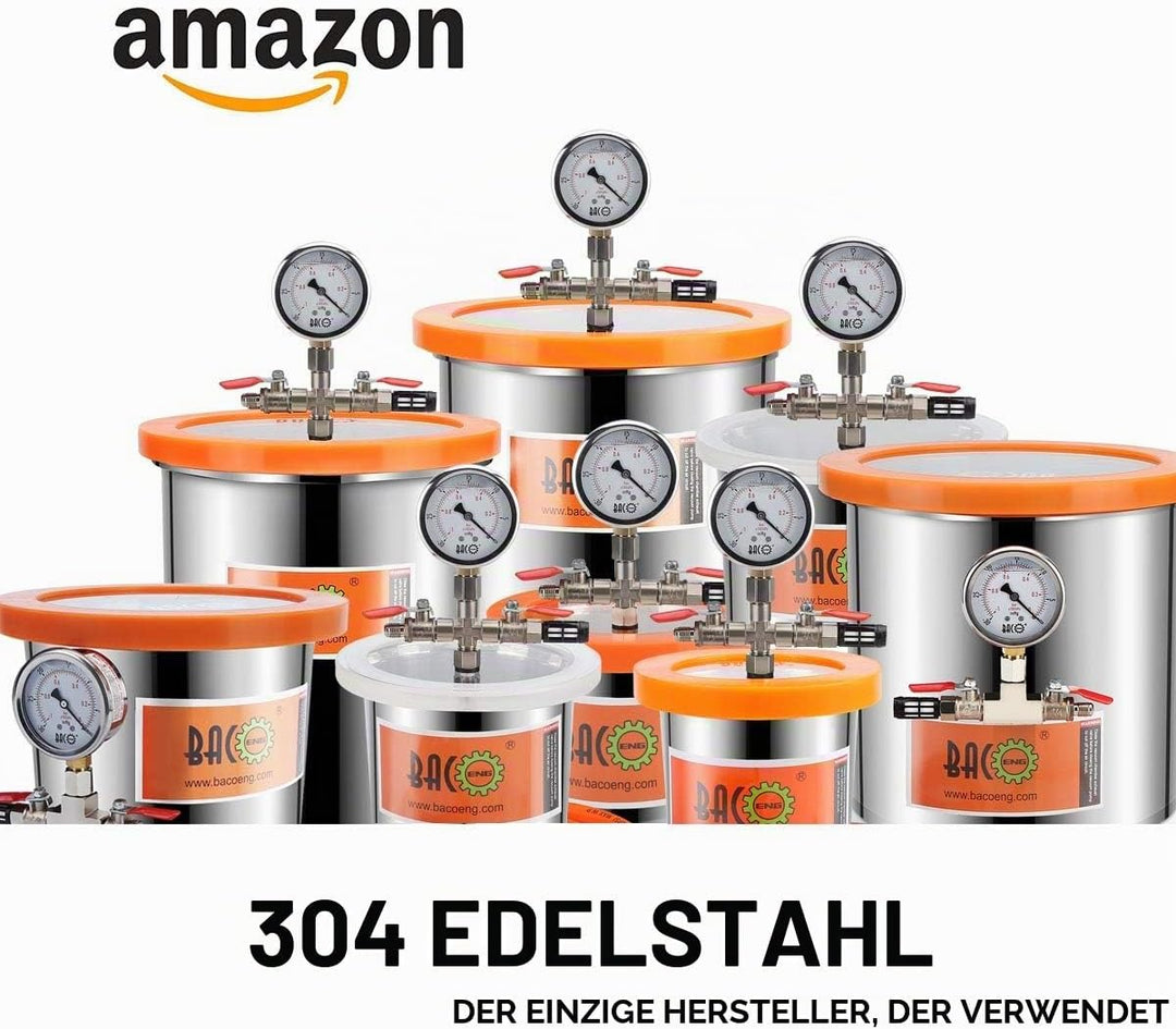 BACOENG 2 Liter Vakuumkammer Edelstahl Vakuum Entgasungskammer (Durchmesser 13.5CM/ Hoch 11CM) 2L, 2