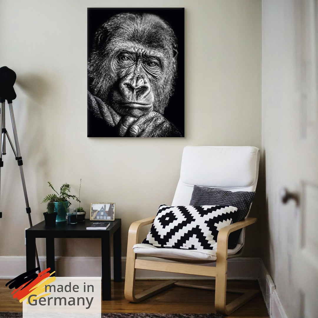 ARTland Leinwandbilder Wandbild Bild auf Leinwand 30x40 cm Wanddeko Gorilla Porträt Tiere Affe Asien