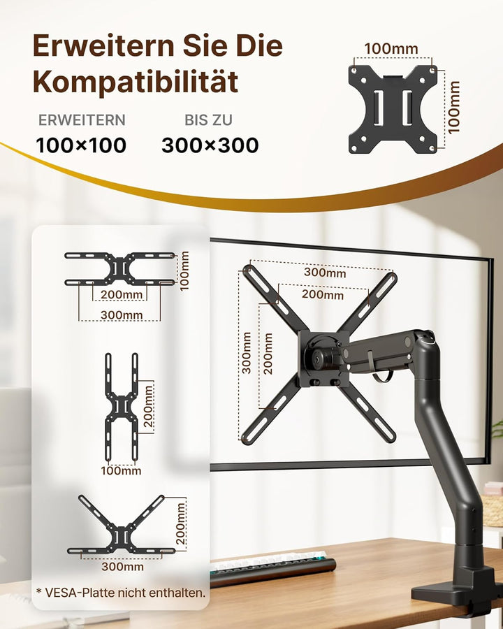 monTEK Stahl VESA Adapter, universelle VESA Adapterplatte für 32-55 Zoll LCD-LED-Fernseher bis zu 30