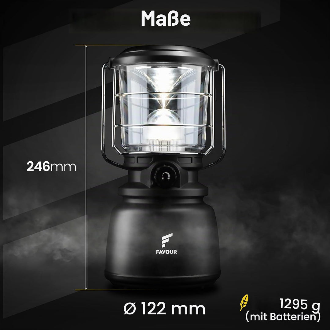 Favour LED Laterne Outdoor Lampe hell 1300 Lumen | Camping Lampe, IP64 wasserdicht, stossfest | Camp