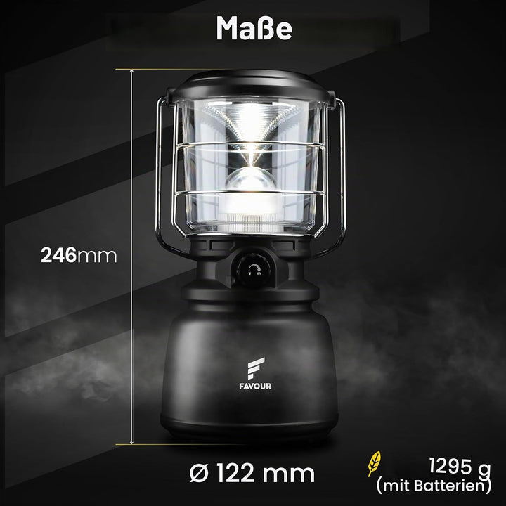 Favour LED Laterne Outdoor Lampe hell 1300 Lumen | Camping Lampe, IP64 wasserdicht, stossfest | Camp