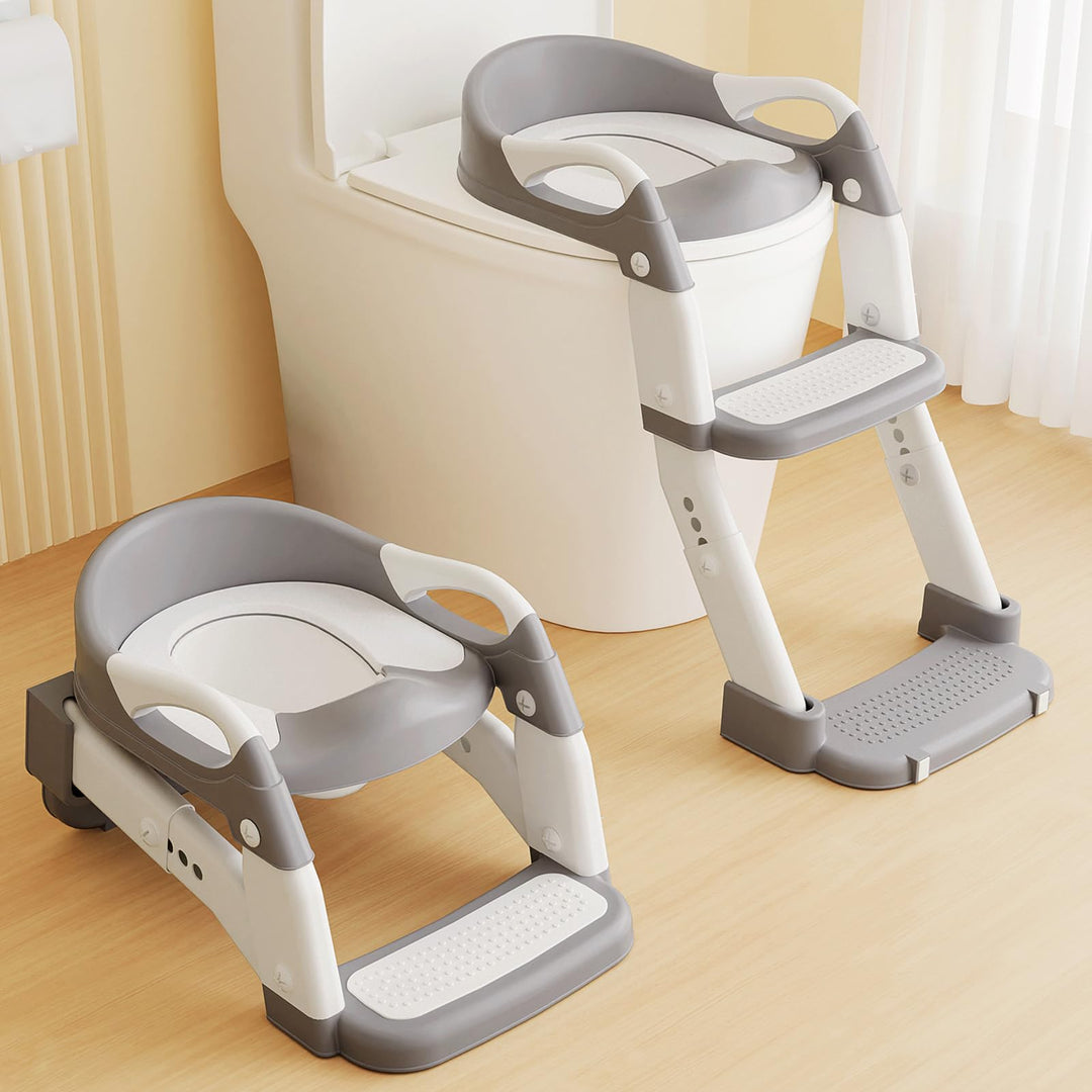Yucch Toilettensitz Kinder mit Treppe – Upgraded 2-in-1 Kind Toilettensitz höhenverstellbar, rutschf