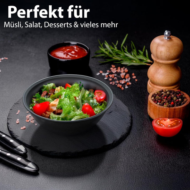 BigDean Müslischalen 6 Stück bruchfest 700ml in elegantem schwarz Lieblingsschalen