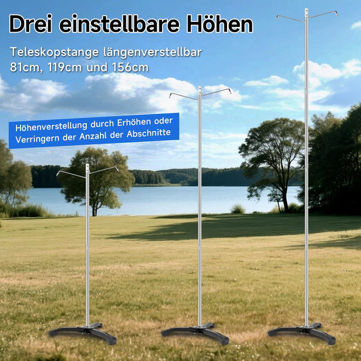 SAN LIKE Camping-Laternenständer mit Stativhalterung, Klappbarer Camping Lampenmast mit Haken, Tragb