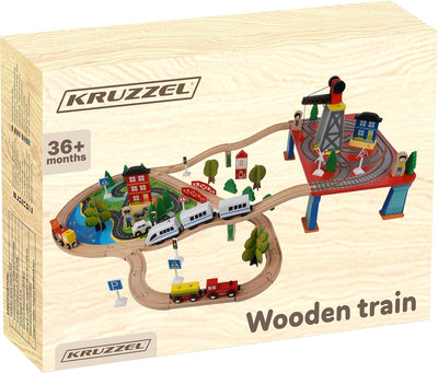 Iso Trade Train Track Wooden Toys Set 88 Teile Railway Kids Educational Accessories 9363 Slot, Track