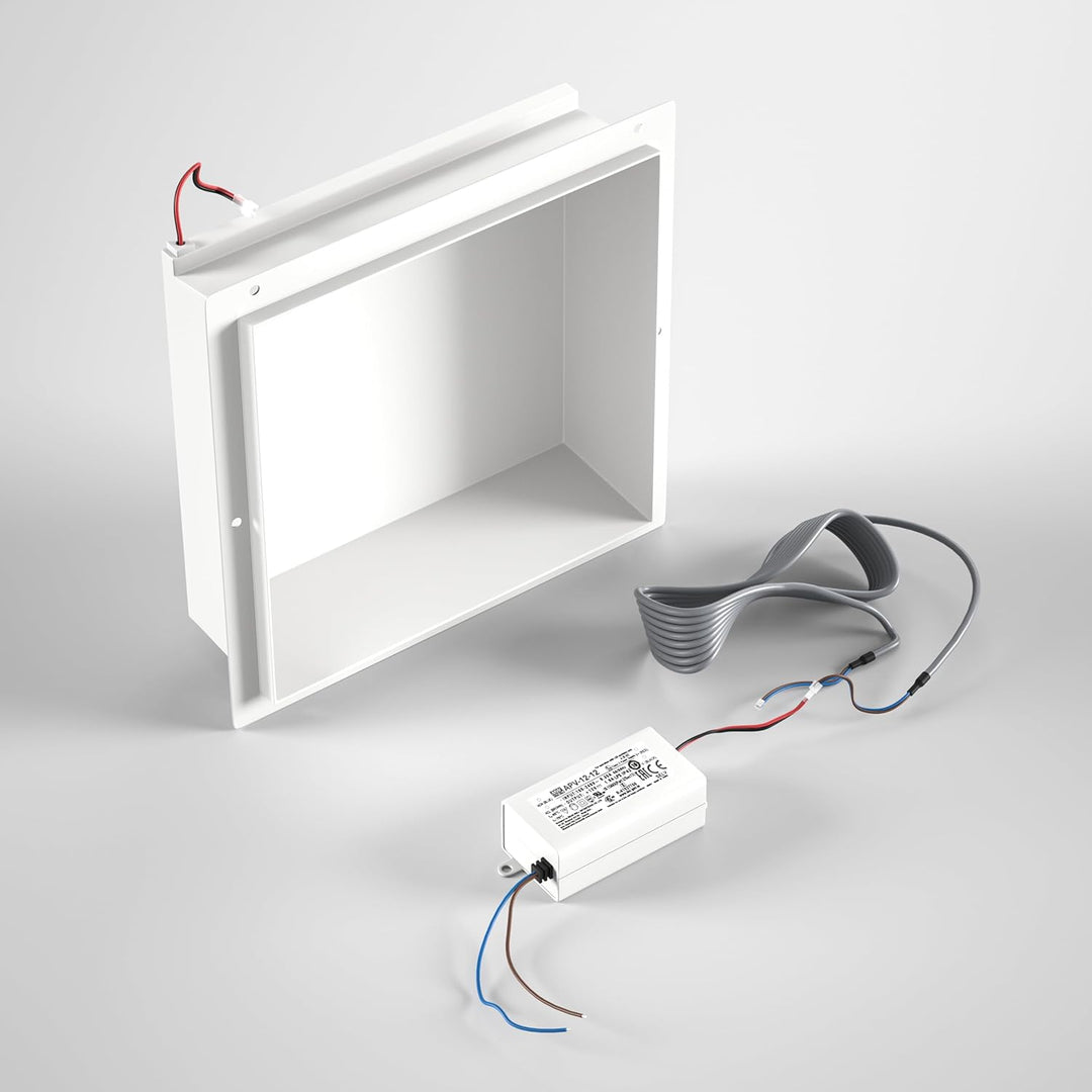 Wandnische Dusche Edelstahl, wasserdichte Nische mit LED-Licht, Eingebettete Duschnische 30x30x10cm,
