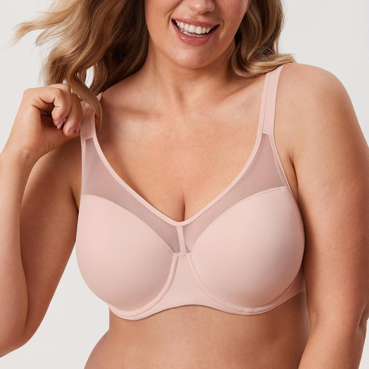 DELIMIRA Damen T Shirt BH mit Bügel Vollschalen Nahtlose BH Grosse Grössen Gepolstert 75C Nacktes Ro