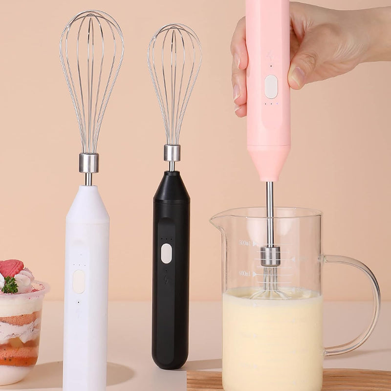Elektrischer Schneebesen, Kabelloser Handmixer 3 Geschwindigkeiten Zum Backen zu Hause (Schwarz)