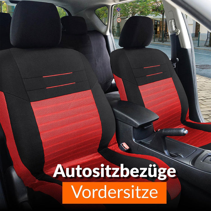 Upgrade4cars Autositzbezüge Vordersitze Rot Schwarz | Autositzbezug Set Universal | Autoschonbezüge
