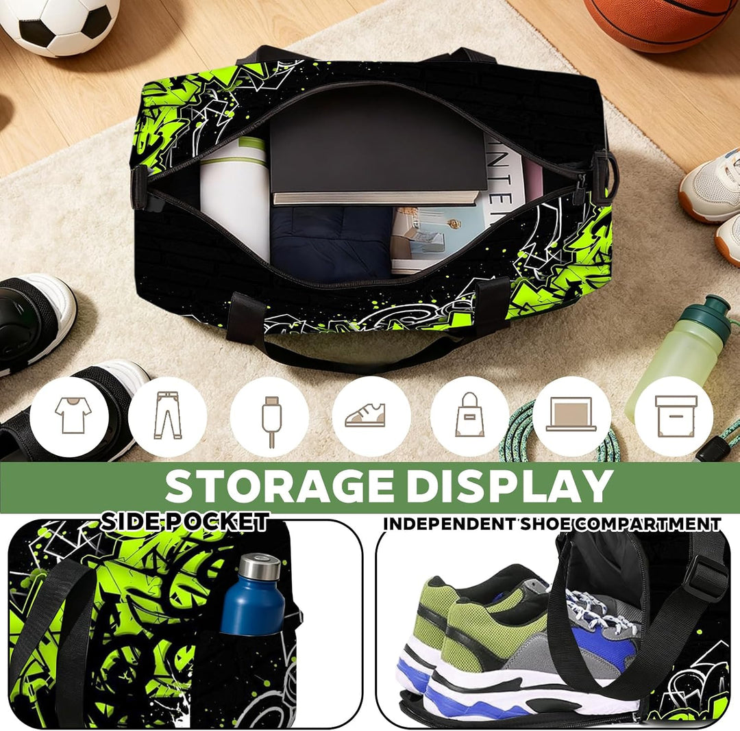 LUKIUP Sporttasche Kinder, Fussball Schwimmtasche Jungen Damen mit Schuhfach | Weekender Reisetasche
