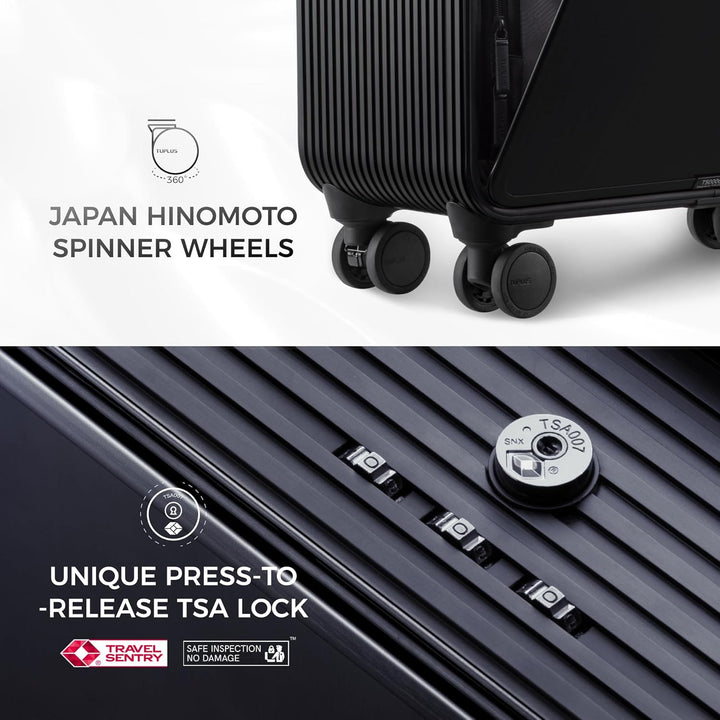 TUPLUS Koffer Aluminium Trolley Rollkoffer mit 4 Rollen Reisekoffer Handgepäck Hartschalenkoffer mit