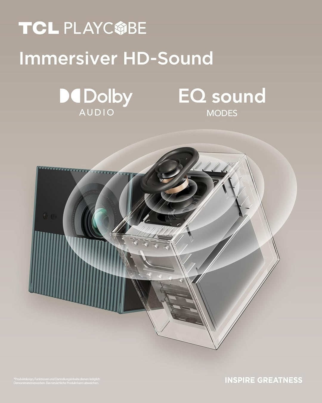 TCL PlayCube DLP Mini Beamer 4K mit Akku, 750 ISO Lumen, Offizielles Google TV (APV/Netflix/Disney),