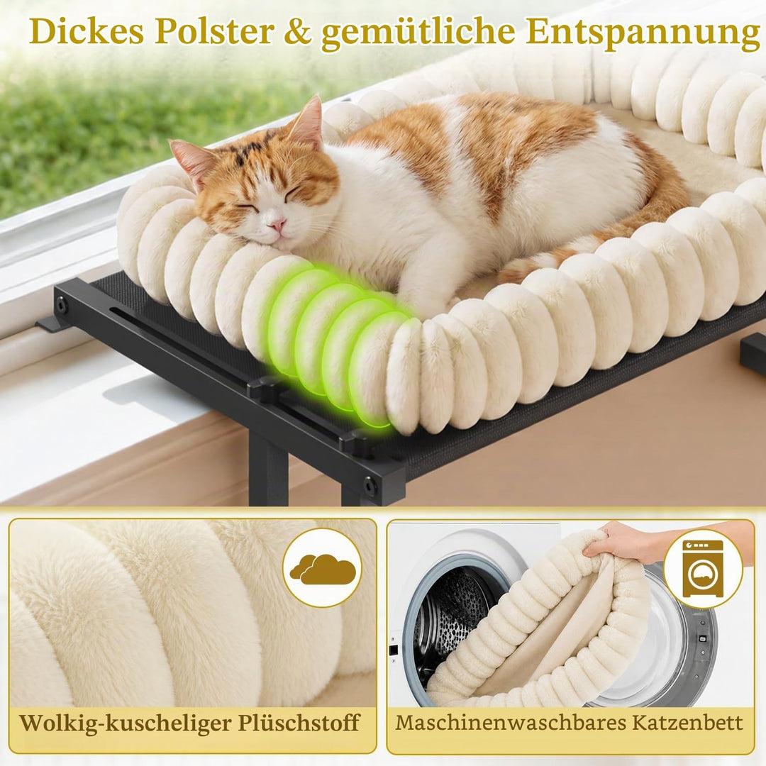 Katzen-Fensterliege für grosse Katzen, Metallrahmen, Beige