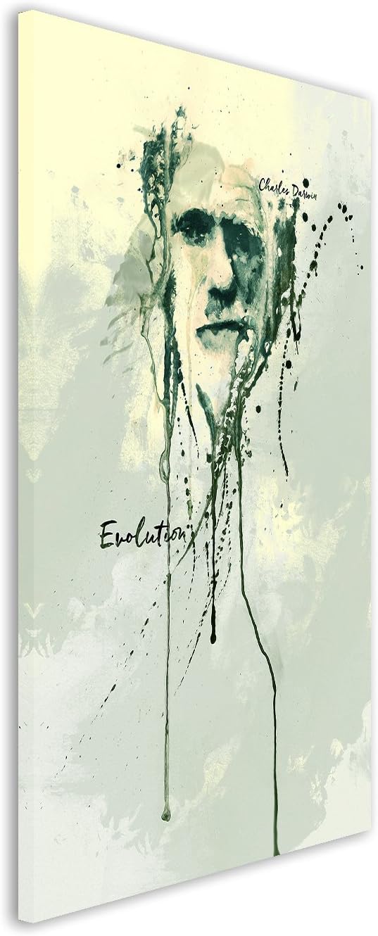 Paul Sinus Art Charles Darwin 90x 60cm Keilrahmenbild Kunstbild Aquarell Art Wandbild auf Leinwand f