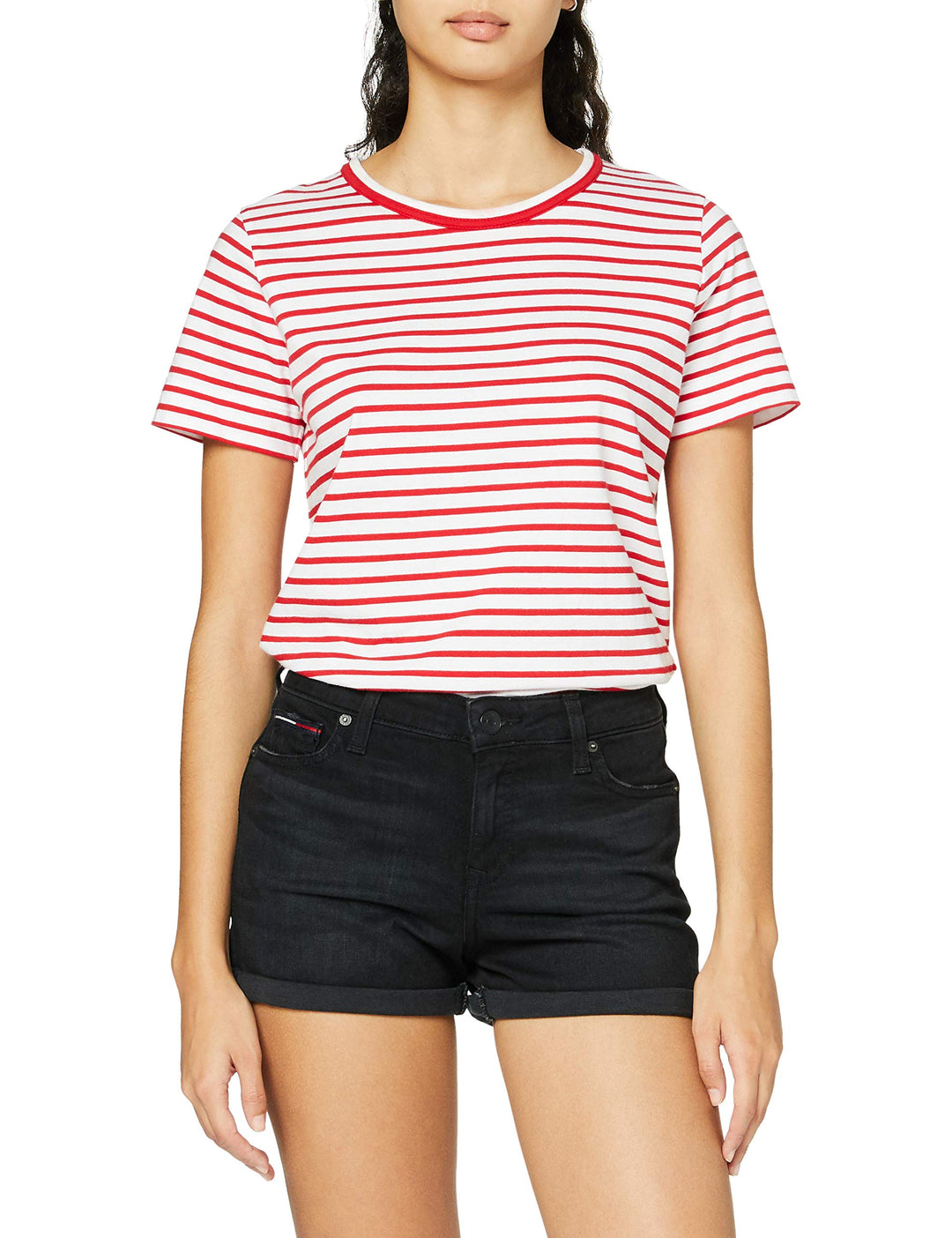 Tommy Jeans Damen Mid Rise Denim Jckbk Short, Jackie Bk STR, One Size (Herstellergrösse: NI30)