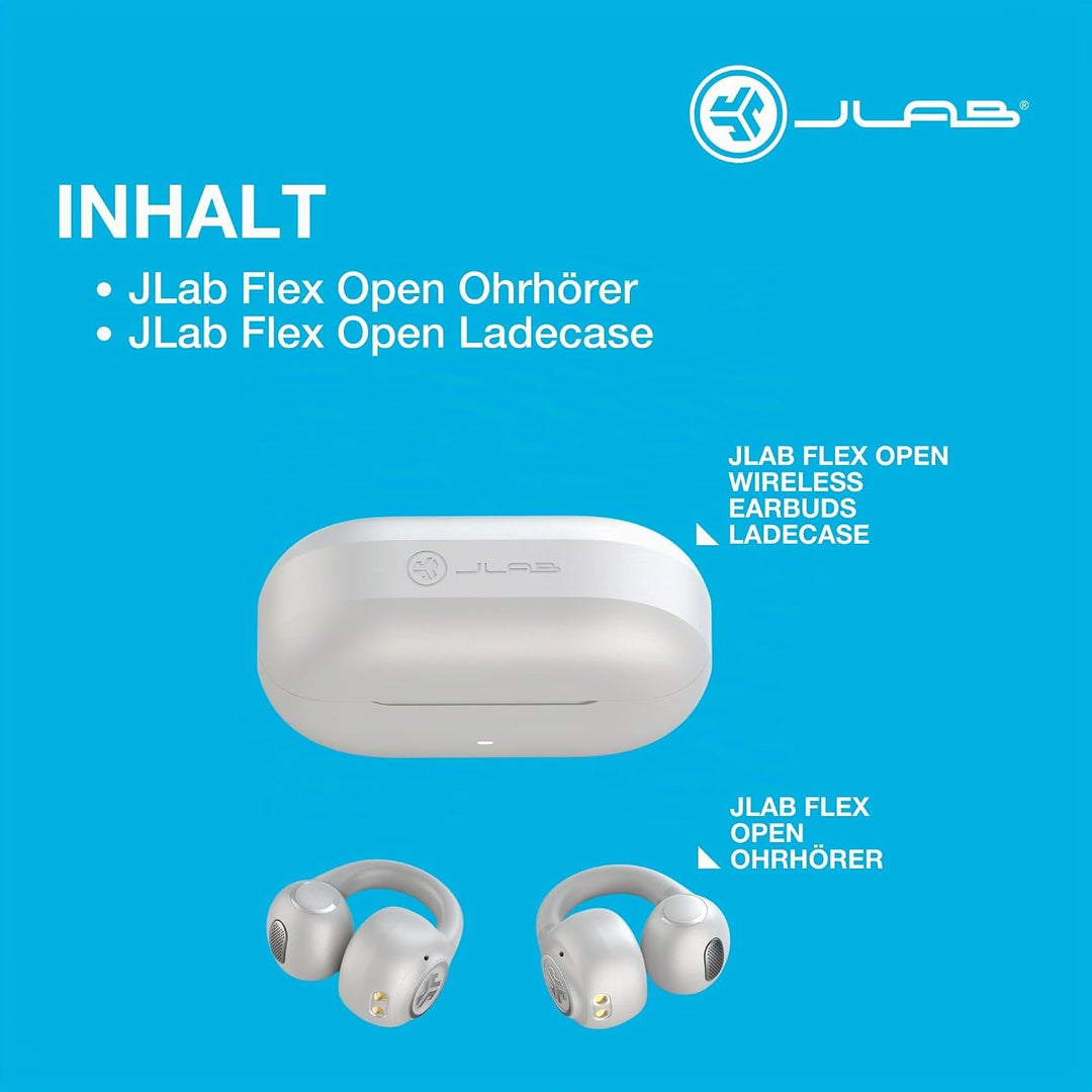 JLab Flex Open Ear Kopfhörer - Open Ear Earbuds, Manschetten-Design Clip-On-Kopfhörer, 21 Stunden Ak