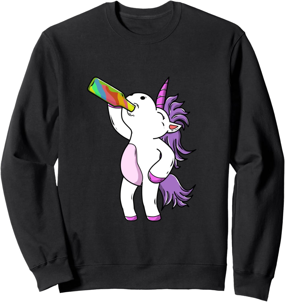Trinkendes Sauf T-Shirt Einhorn Unicorn Bier Geschenk Malle Sweatshirt