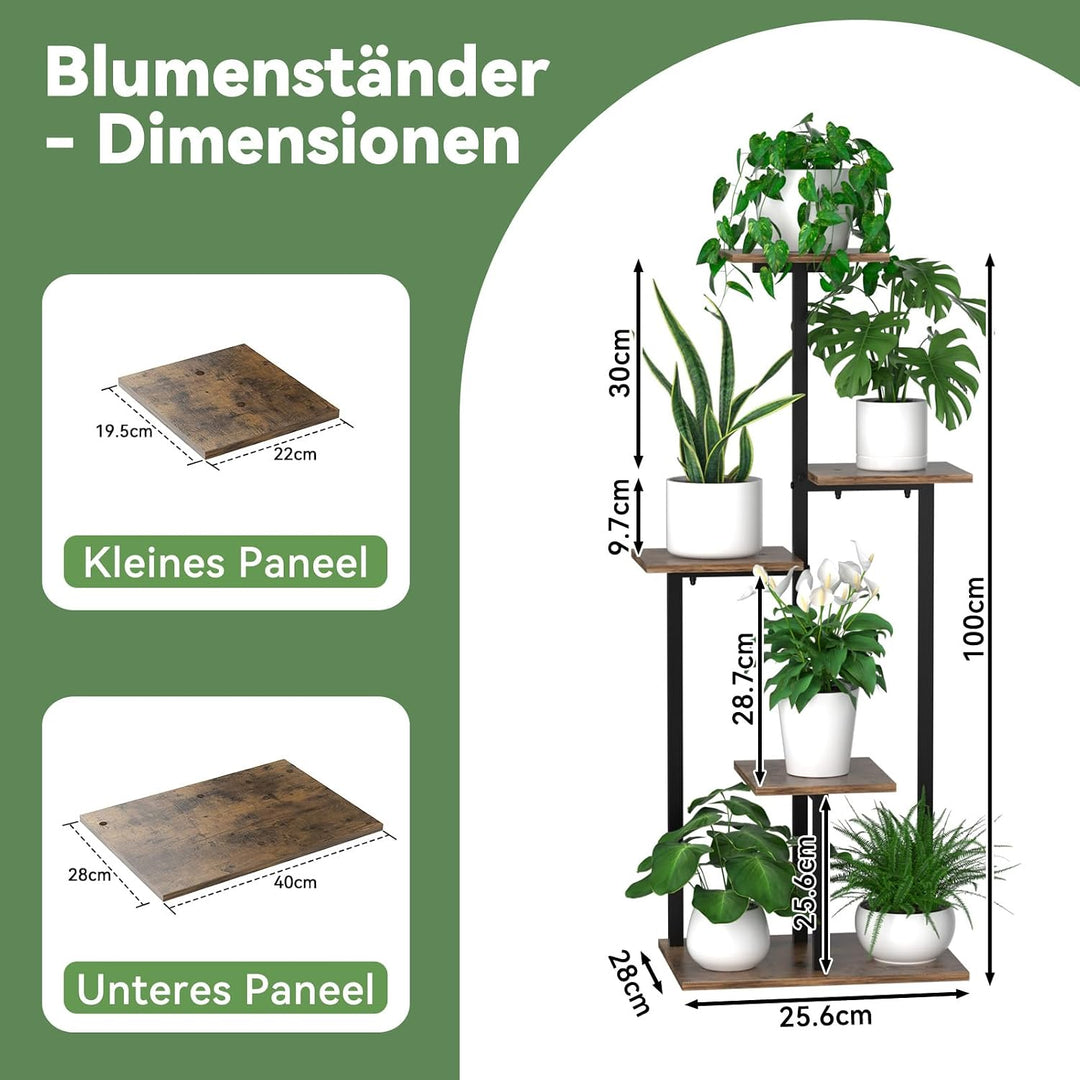 5 Etagen Blumenständer Pflanzenständer Innen, Eck-Pflanzenablage Metall, Platzsparender Pflanzenrega