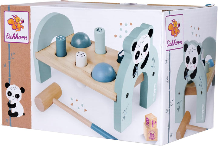 Eichhorn - Klopfbank mit 4 Klopfstiften und 2 Kugeln, inkl. Hammer, 8 teilig, 23x12,5x14,5 cm gross,