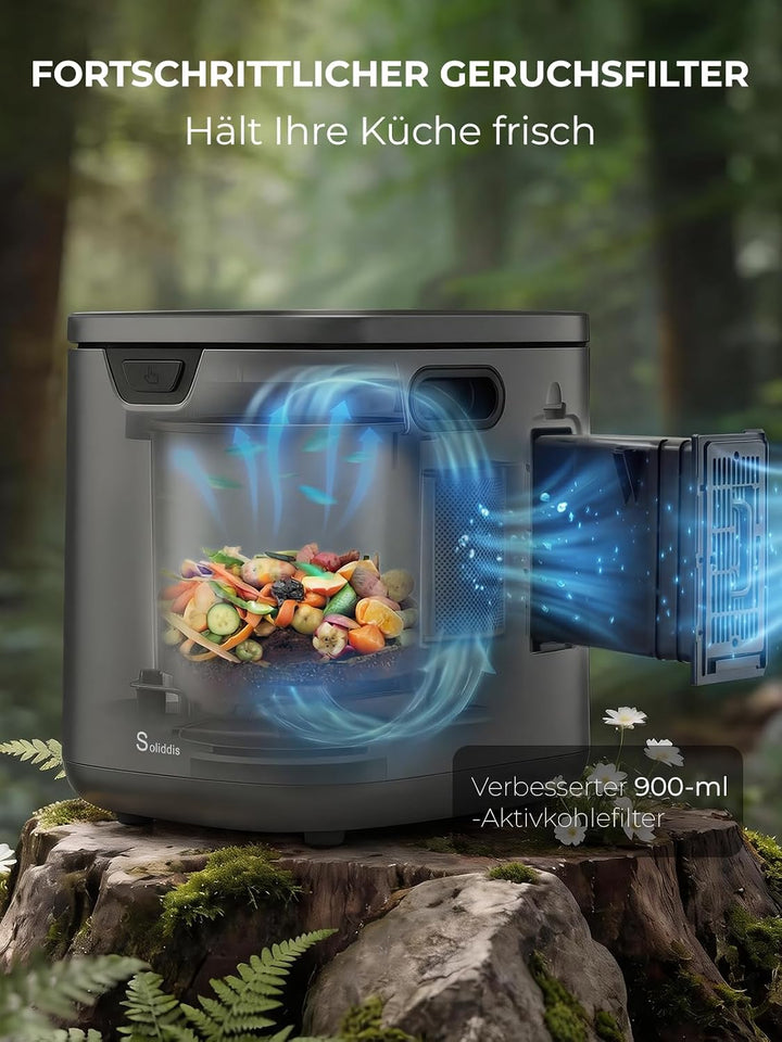 Elektrischer Küchenkomposter 4,2L – Geruchsarmer Komposter für die Küche Schwarz, Schwarz
