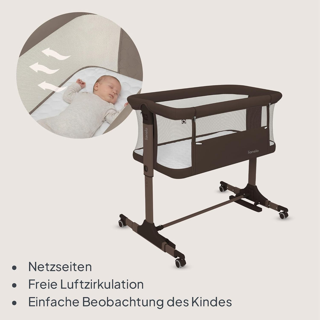 Lionelo Pari Beistellbett 3in1, 6-Fach höhenverstellbar mit Neigungsverstellung für Boxspringbett, a