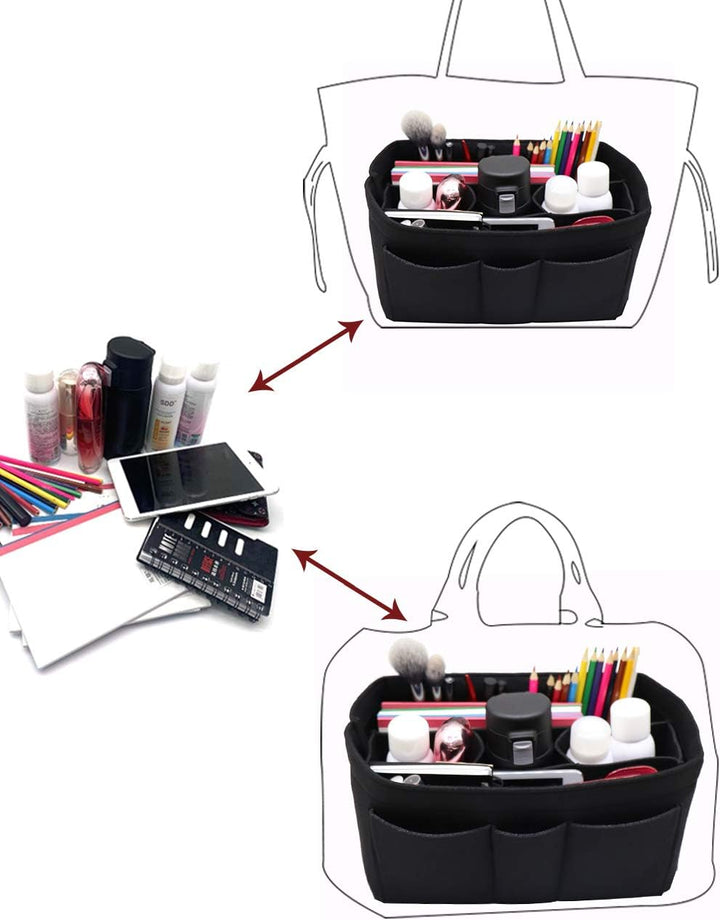 LEXSION Felt Insert Fabric Purse Organizer Bag, Bag Insert In Bag with Zipper Inner Pocket Fits Neve