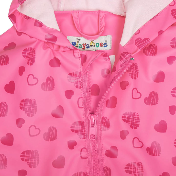 Playshoes Unisex Kinder Regen-Overall Matschanzug Regenbekleidung, 74 Herzchen