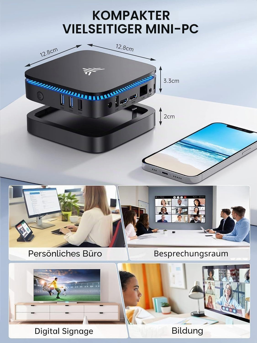 Mini PC, Intel Celeron N5105 2.9GHz 16GB RAM 512GB SSD M.2 Micro Desktop Computer, 4K UHD, WLAN, Gig