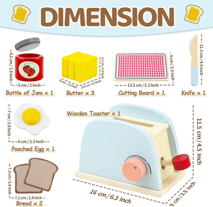 Airlab Kinderküche Spielküche Zubehör Holz, Holzspielzeug Toaster für Kinder, Pop-up Toaster Set, Sp