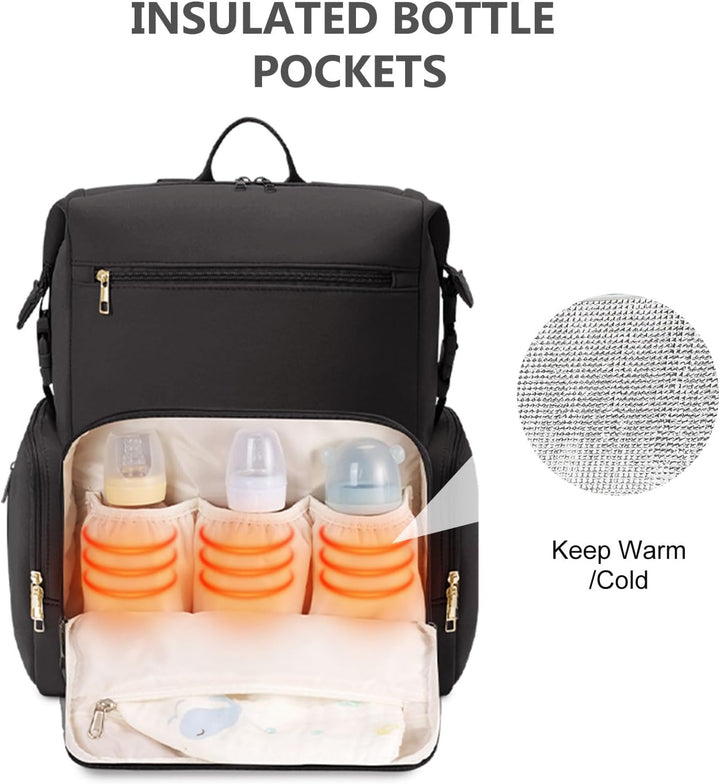 CEI-CEI Baby Wickeltasche/Rucksack mit Isolierter Flaschentasche, Wasserdichtes Neoprengewebe, Wicke