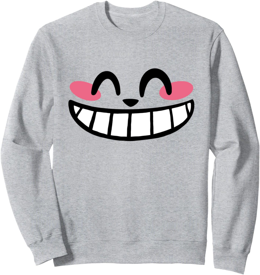 Niedliches Kawaii-Katzen-Design mit breitem Grinsen für Frauen und Mädchen. Sweatshirt