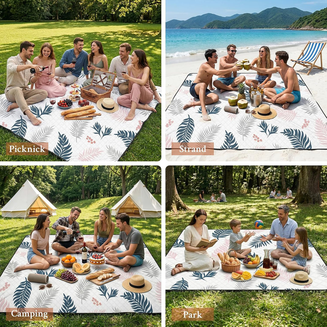TXBOBECO Picknickdecke 200x200cm XXL, Stranddecke Wasserdicht Sandfrei, Outdoor Camping Decke mit Tr