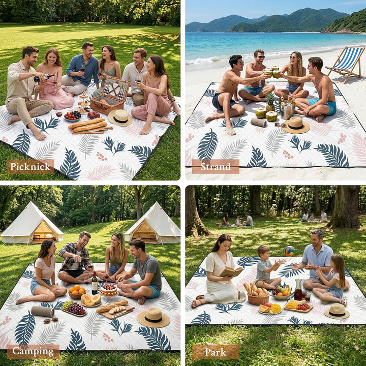 TXBOBECO Picknickdecke 200x200cm XXL, Stranddecke Wasserdicht Sandfrei, Outdoor Camping Decke mit Tr