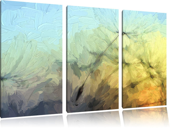 Pixxprint Pusteblumensamen als Leinwandbild/Grösse: 3 Teilig (120x80) cm/Wandbild/Kunstdruck/fertig