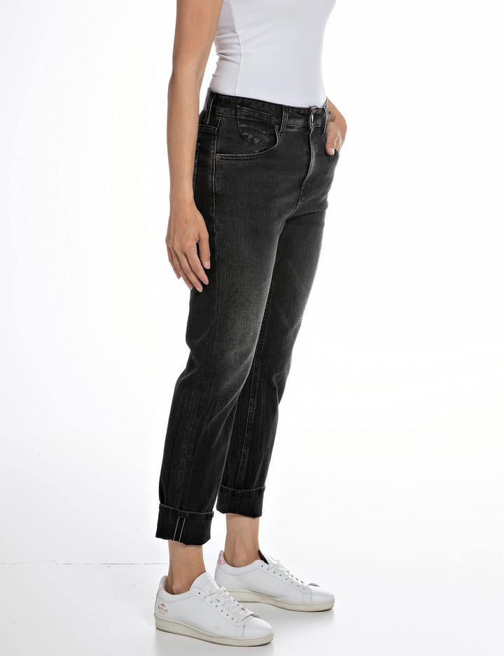 Replay Damen Jeans Marty Boyfit Recycled mit Stretch 24W / 32L Black Delavé 099, 24W / 32L Black Del