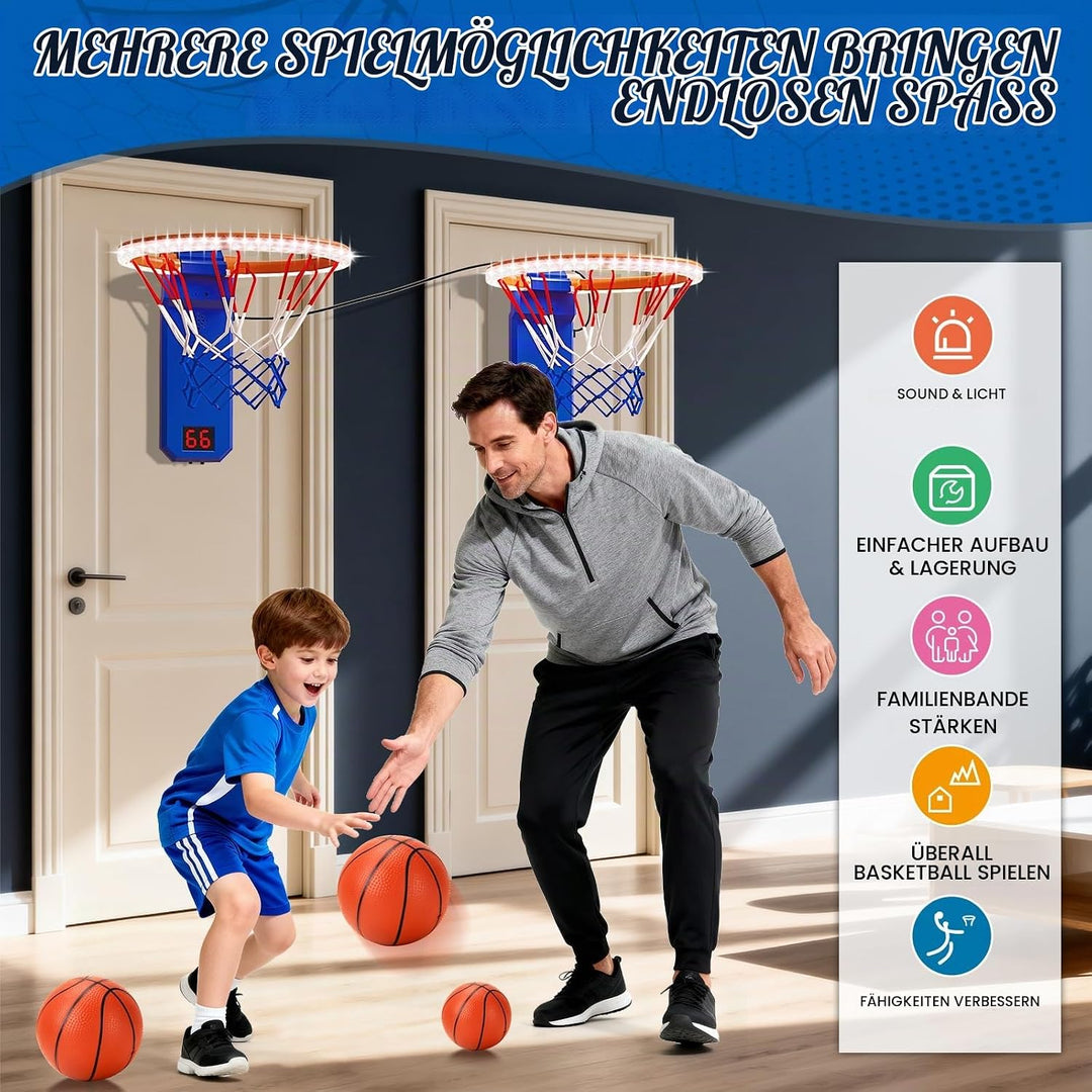 Mini Basketballkorb, 2pcs Basketballkorb mit Elektronische Anzeigetafel, Indoor Hoop Höhenverstellba
