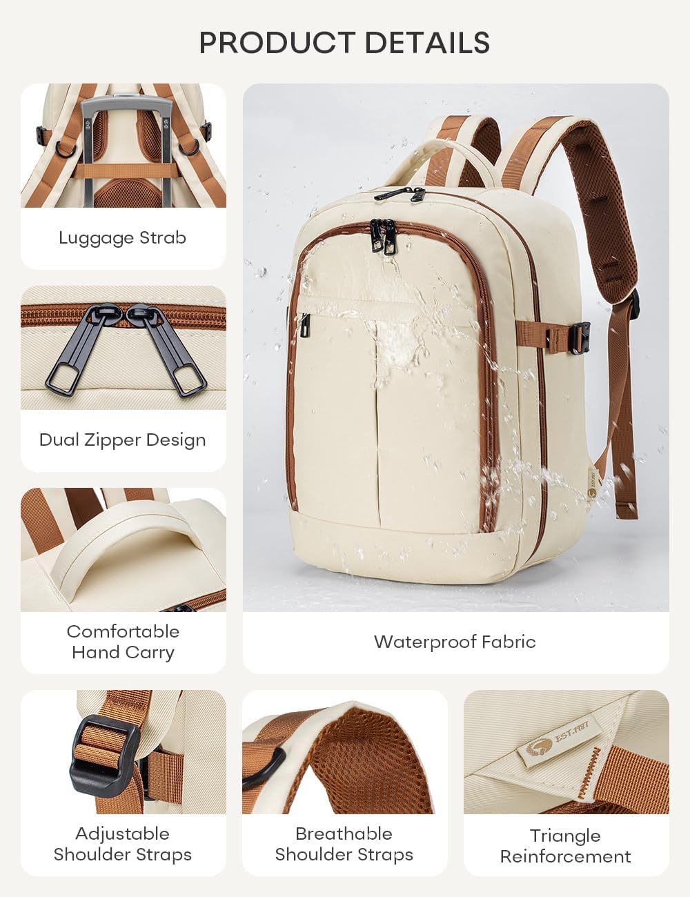 BAGZY 40x30x15cm Handgepäck Rucksack für British Airways jet2 Air France Reiserucksack Flugzeug 14 Z