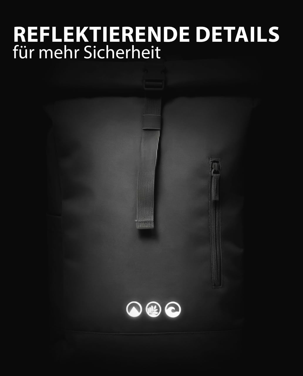SONS OF ALOHA Roll-Top Rucksack Damen & Herren - NALU Reflektierend gross - Rolltop mit Laptopfach 1