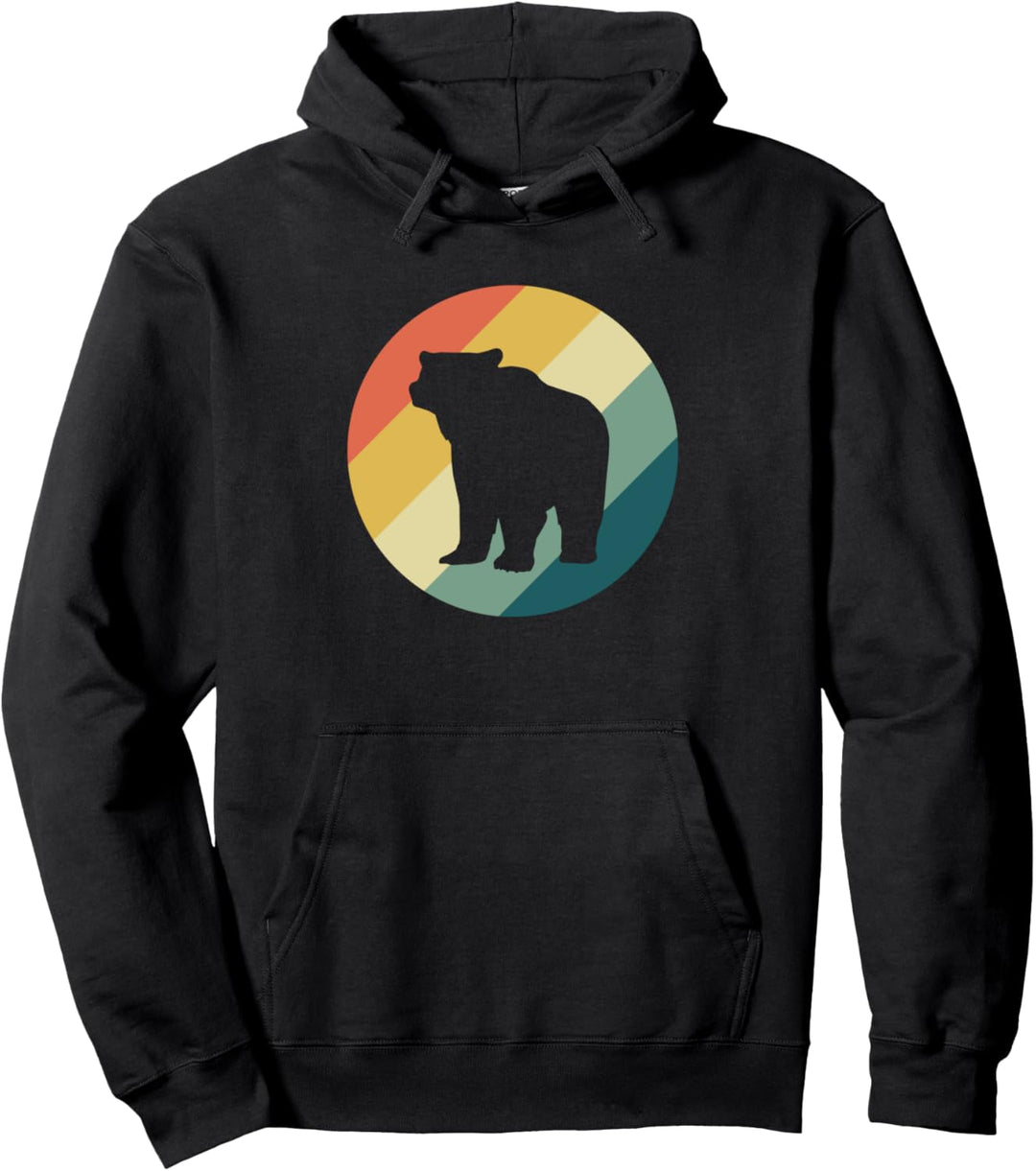 Bär Retor Design Grizzly Waldtiere Pullover Hoodie