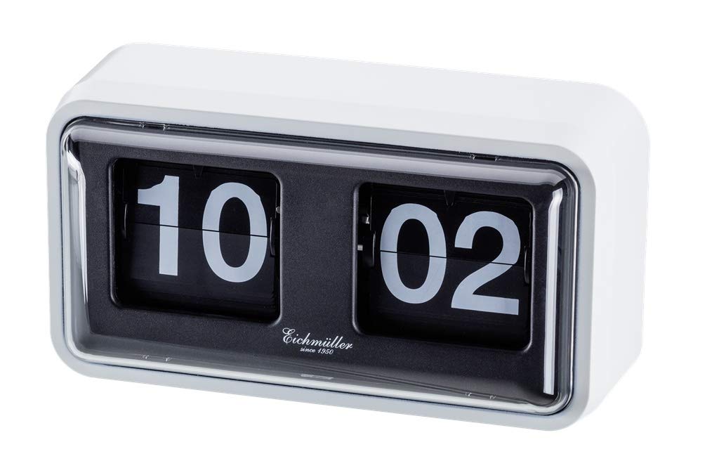 Eichmüller since 1950 Retro Flip Uhr mit Gehäuse - weiss schwarz