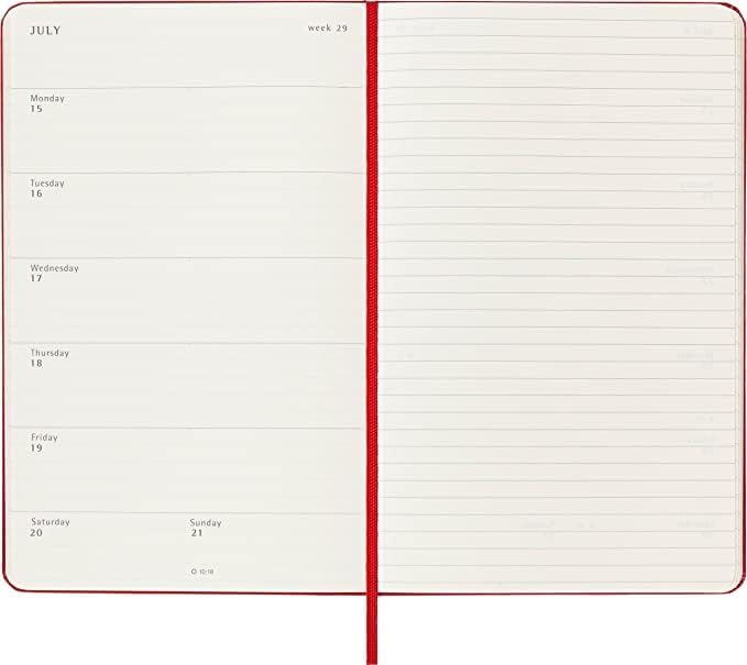 Moleskine x Kaweco Tintenroller, Farbe Rot + Wochenplaner 2023-2024, 18-Monate-Kalender, Akademische