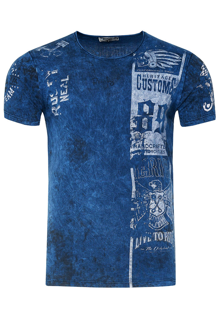 T-Shirt Herren Kurzarm Rundhals Tshirt für Männer S M L XL XXL 3XL Printed Regular Fit Verwaschen 22